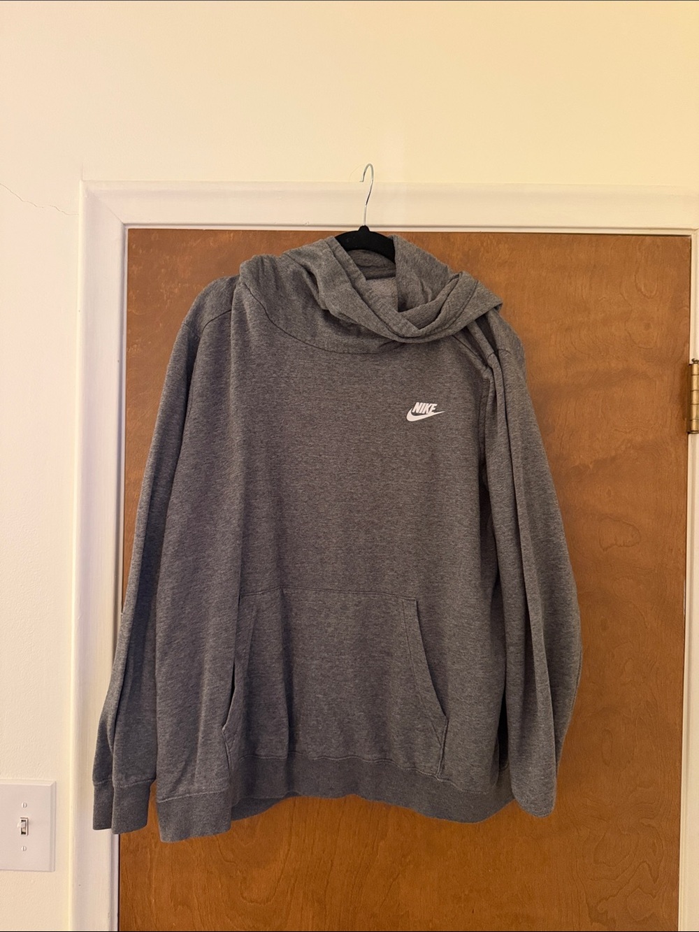 Nike Gray Pullover Hoodie with White Swoosh